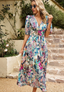 Women's Elegant Floral Puff Sleeve Party Midi Dress