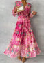 Women's Floral Long Sleeve V-Neck Dress