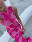 Women's Flowy Pink Floral Maxi Dress