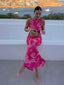 Women's Flowy Pink Floral Maxi Dress