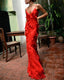 Women's Ruffle Evening Gown Maxi Dress