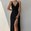 Women's Elegant V-Neck High Slit Maxi Dress