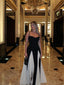 Women's Elegant Black-And-White Maxi Dress