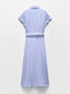 Women's Belted Striped Blend Work Maxi Dress