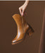 Women's Stylish Rounded Toe Block Heel Ankle Boots