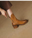 Women's Stylish Rounded Toe Block Heel Ankle Boots