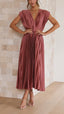Women's Elegant Pleated Maxi Dress