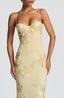 Women's Elegant Floral Jacquard Corset Maxi Dress