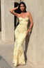 Women's Elegant Floral Jacquard Corset Maxi Dress