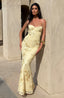 Women's Elegant Floral Jacquard Corset Maxi Dress