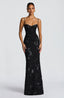 Women's Elegant Floral Jacquard Corset Maxi Dress