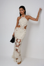 Women's Boho White Crochet Cut Out Summer Party Maxi Dress