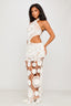 Women's Boho White Crochet Cut Out Summer Party Maxi Dress