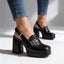 Women's Buckle Platform Slingback Loafer Heels