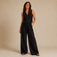 Women's Button-Front Vest and Pleated Wide-Leg Trousers Two-Piece Set