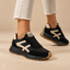 Women's Casual Lace-Up Low-Top with Chunky Tread Sole Sneakers