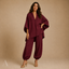 Women's Casual V-Neck Oversized Top Jogger Pants Two Piece Set