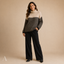 Women's Chevron Pattern High-Neck Relaxed Long-Sleeve Sweater