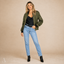 Women's Classic Full-Zip Ribbed-Cuff Relaxed Bomber Jacket
