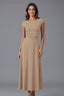 Women's Classic High Waist Cap Sleeve Midi Dress