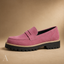 Women's Classic Penny Loafers with Chunky Lug Sole and Low Block Heel