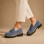 Women's Classic Penny Loafers with Chunky Lug Sole and Low Block Heel