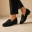 Women's Classic Penny Loafers with Flat Sole and Round-Toe Design