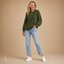 Women's Classic Round-Neck Long Lantern-Sleeve Pullover Sweater