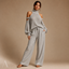 Women's Cold-Shoulder High-Neck Sweater & Wide-Leg Trouser Set