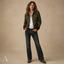 Women's Collarless Button-Front with Flap Pockets and Cuffs Jacket