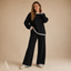 Women's Contrast Trim Sweater and Wide-Leg Trousers Two-Piece Set