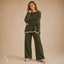 Women's Contrast Trim Sweater and Wide-Leg Trousers Two-Piece Set