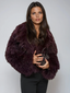 Women’s Cropped Chic Plush Burgundy Jacket