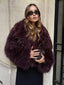 Women’s Cropped Chic Plush Burgundy Jacket