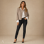 Women's Cropped Open-Front Round-Neck with Buttons Cardigan Jacket