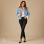 Women's Cropped Open-Front Round-Neck with Buttons Cardigan Jacket