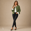 Women's Cropped Open-Front Round-Neck with Buttons Cardigan Jacket