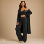 Women's Cropped Tank Top Cardigan and High-Waist Trouser Three-Piece Set