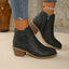 Women's Cutout with Side Zip and Low Block Heel Ankle Boots