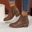 Women's Cutout with Side Zip and Low Block Heel Ankle Boots