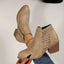 Women's Cutout with Side Zip and Low Block Heel Ankle Boots