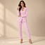 Women's Double-Breasted Blazer and Slim Trousers Two-Piece Suit Set