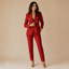 Women's Double-Breasted Notch-Lapel Blazer Slim Ankle-Trouser Set
