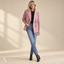 Women's Double-Breasted with Notch Lapels and Ribbed Sleeves Blazer