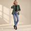 Women's Double-Breasted with Notch Lapels and Ribbed Sleeves Blazer