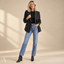 Women's Double-Breasted with Notch Lapels and Ribbed Sleeves Blazer