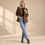Women's Double-Breasted with Notch Lapels and Ribbed Sleeves Blazer