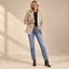 Women's Double-Breasted with Notch Lapels and Ribbed Sleeves Blazer