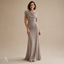 Women's Draped-Neck Ruched Flattering-Fit Flowy Maxi Dress