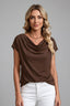 Women's Elegant Draped Cowl Neck Short Sleeve Blouse